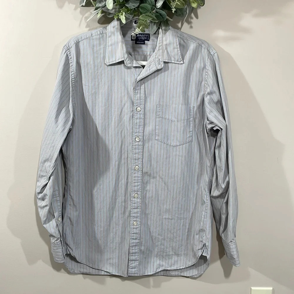 🌸 Haberdashery Shirtings by J. Crew 80’s 2-Ply Striped Button Down Shirt M